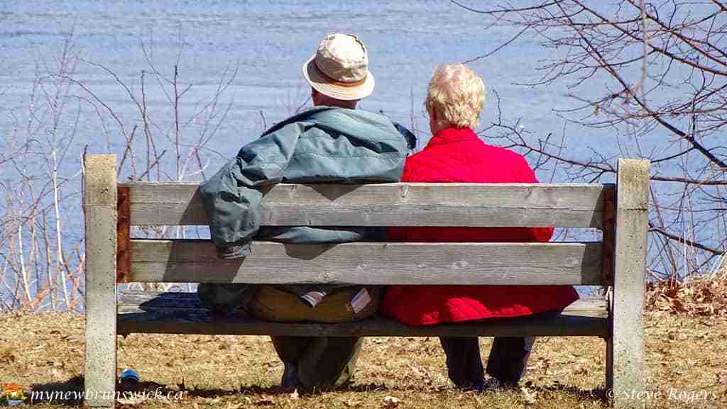 Couple on park bench