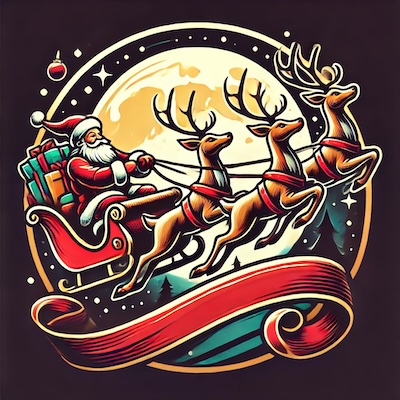 Santa and his sleigh